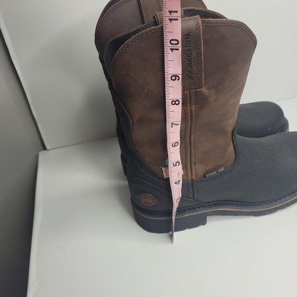 Justin boots black brown steel toe waterproof pull on work boots size 7EE NWT main image 6